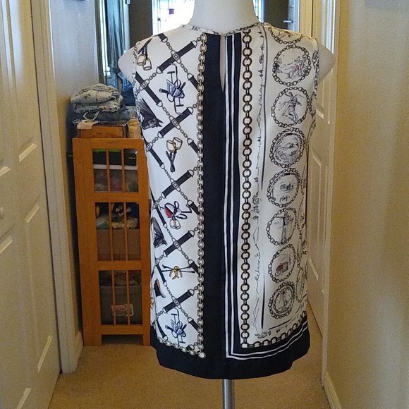 S'MaxMara silk sleeveless vacation print blouse size 4 - Picture 4 of 10